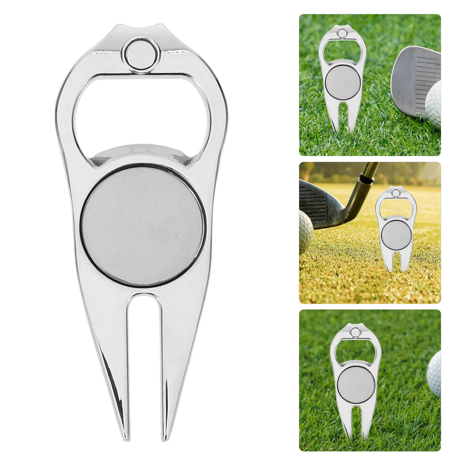 Golf Accessories Green Repair Fork Divot Golfing Outdoor Golfs Dribble Supplies Tool Silver