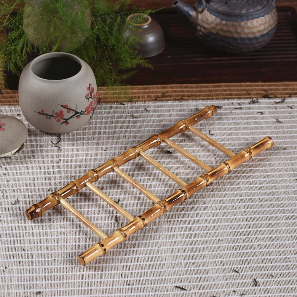 Mini escalera de bambú portátil para decoración de habitaciones y eventos de reunión de té colección de adornos de escalera de bambú