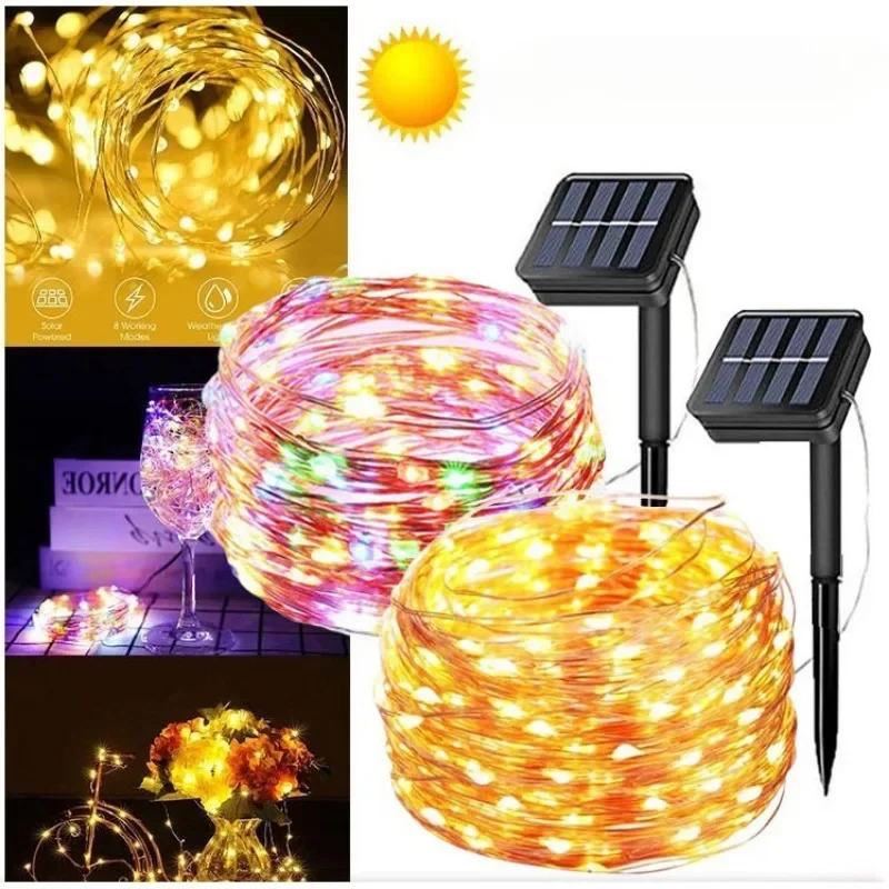 

Солнечные светодиодные гирлянды 7м-32м - водонепроницаемые уличные гирлянды для сада, рождественской елки, вечеринки