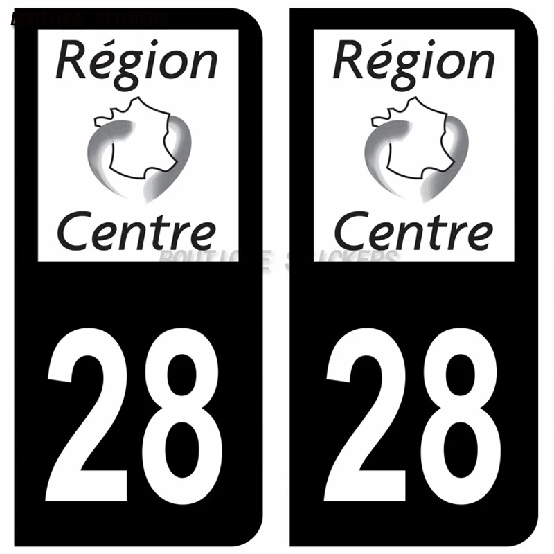 2Pcs Autocollant Plaque D'Immatriculation Française Noir Bleu DEP 28 41 45 Loiret Région Centre C Car Waterproof PVC Sticker