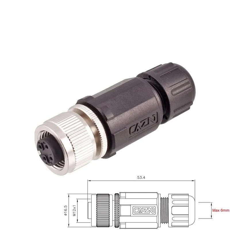 Factory M12 Solder Plastic Straight Angled Assembled Connectors 2 3 4 5 6 8 12 17Pins A B D Male Female PG7 PG9 Metal Connectors