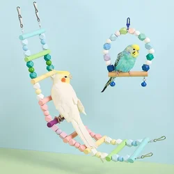 2PCS Bird Parrot Toys Ladders Swing Chewing Toys Hanging Pet Bird Cage Accessories Hammock Swing Toy for Small Parakeets