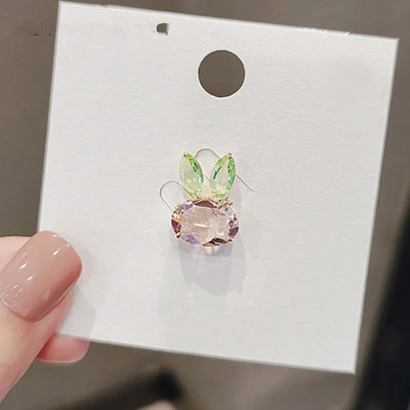 Süße niedliche Kaninchen-Blumen-Kristall-Broschen für Damen, Boutique, kleine Tierabzeichen, Anstecknadel, Schultasche, Handtaschen-Accessoires – Detail 2