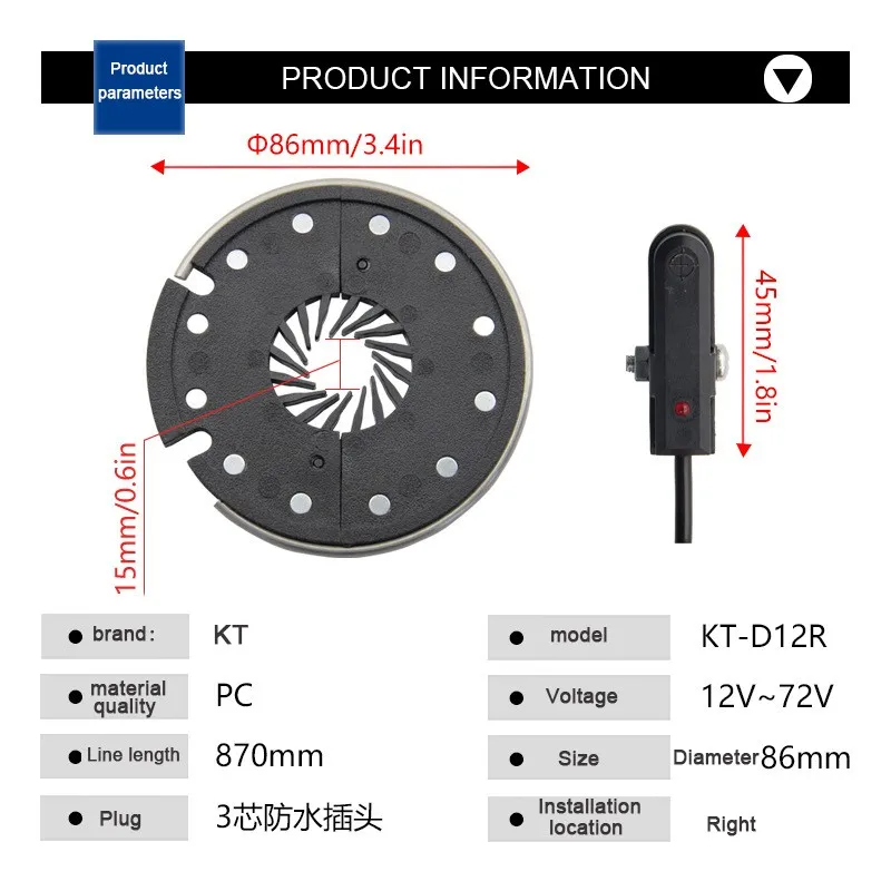 Electric Bicycle Modification Electric Use With Split D12R Magnetic Point Pas Assist Sensor Right Waterproof Plug