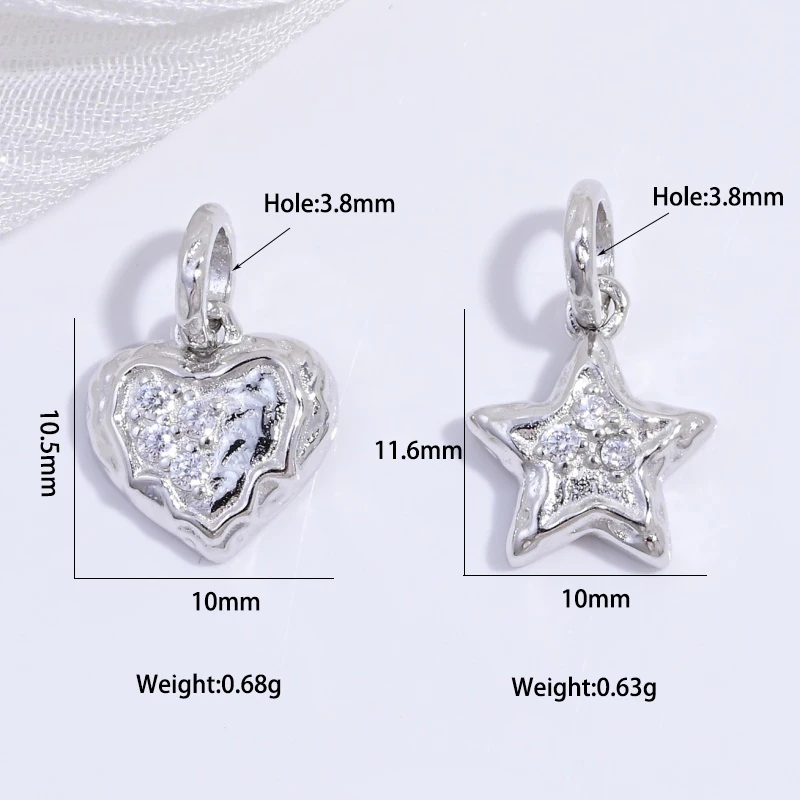 S925 sterling silver Star Heart Shape pendant Tiny Charm, for jewelry making accessories wholesale SD47