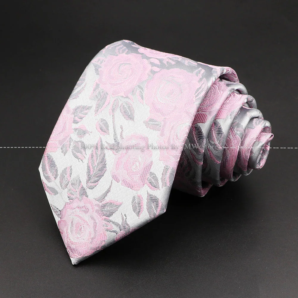 Novelty Men's Tie Floral Rose Flower Patten Pink Red Blue Green Neckties Leisure Business Daily Wear Cravat Wedding Party Gift