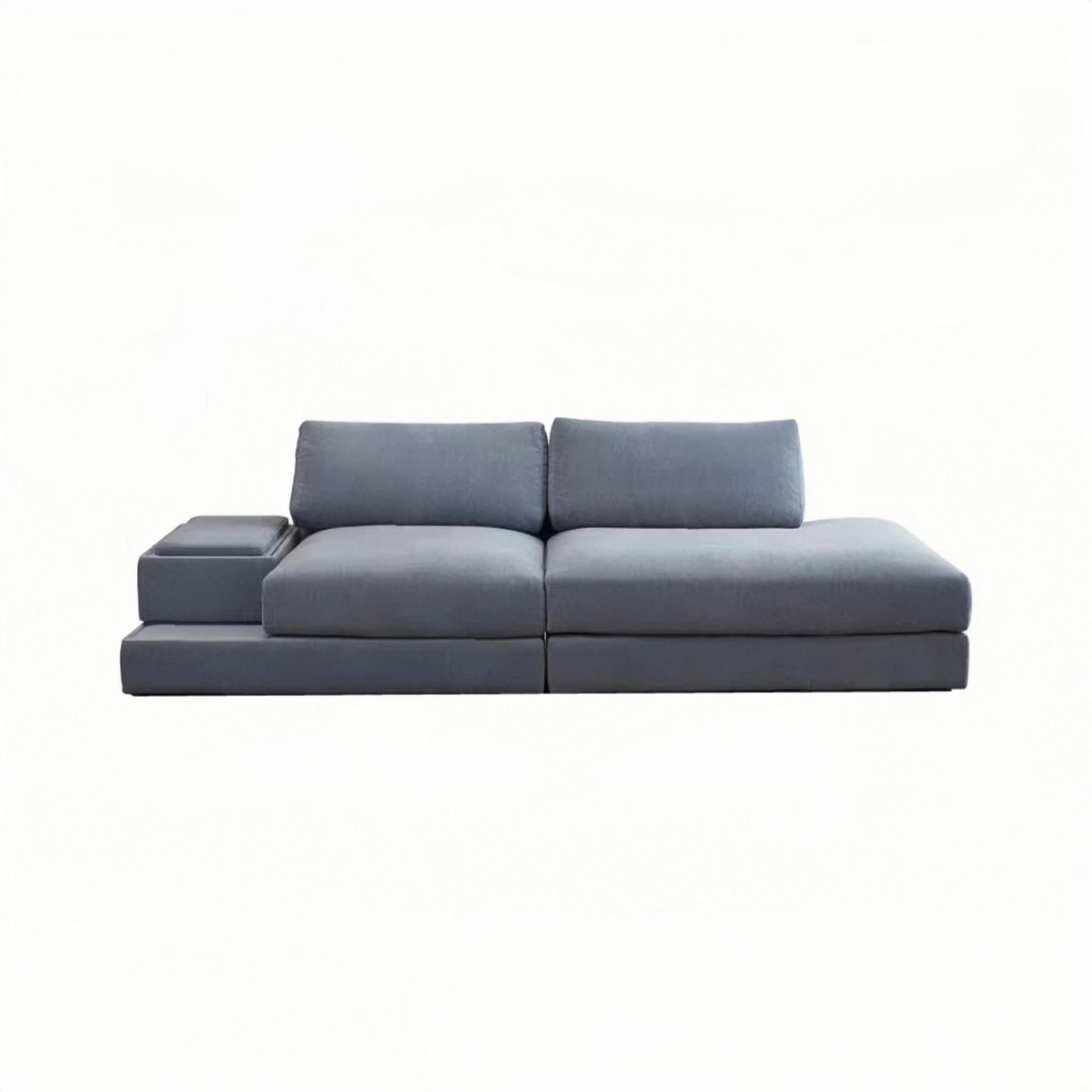 &c Designer Supo Tofu Block Sofa Blue Fabric Chenille Module Living Room Armrest Accommodating Box Sofa