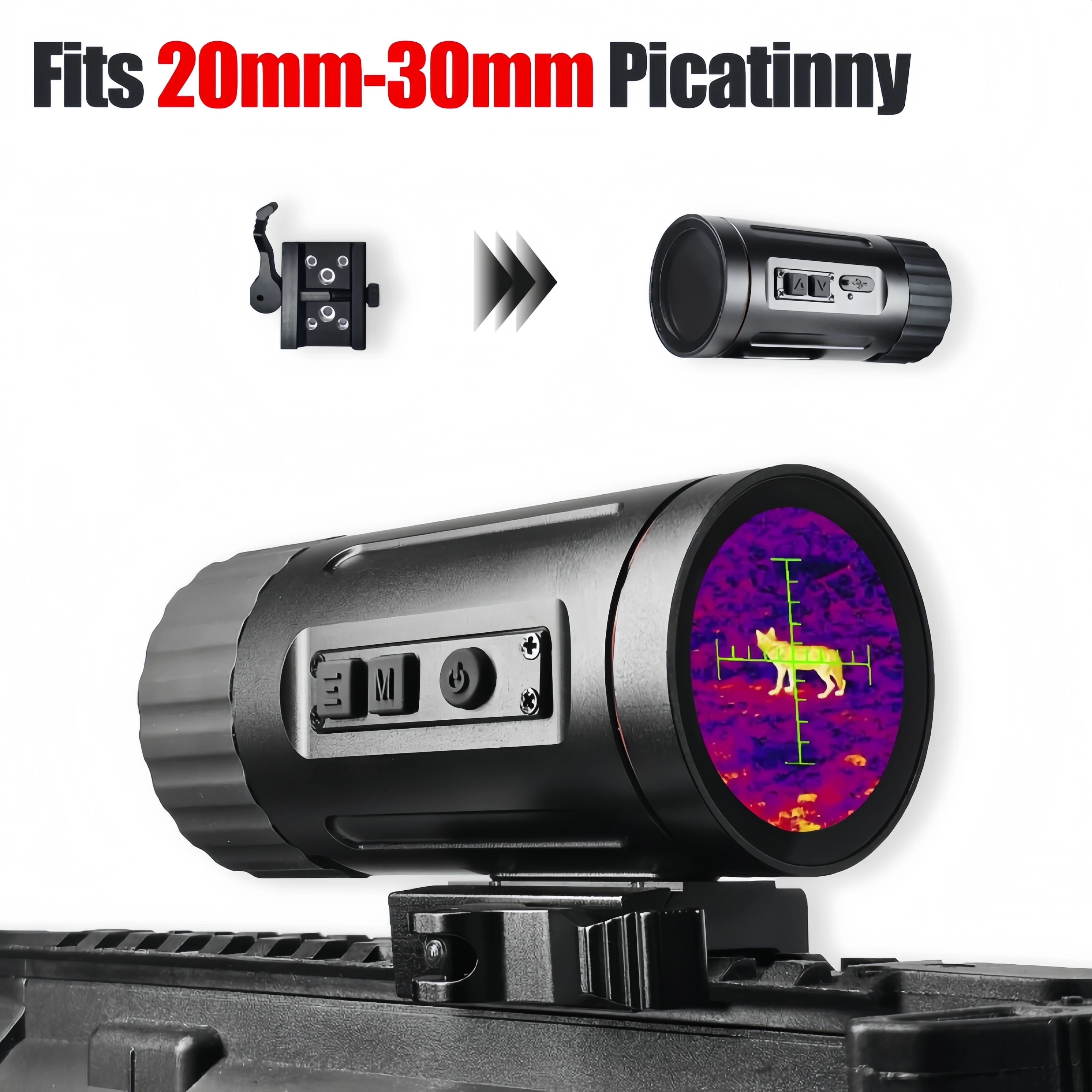 Single-Piece Thermal Imaging Telescope Adapted to Picatinny Rail 320*240 Resolution 9.7mm Lens  Rate for Outdoor Sports