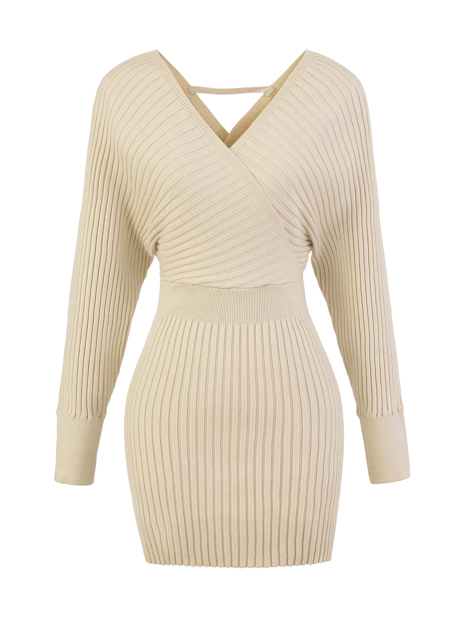 섹시하고 매혹적인 여성용 롱 니트 원숄더 크로스 브이넥 하이웨이스트 슬림핏 바디콘 스커트