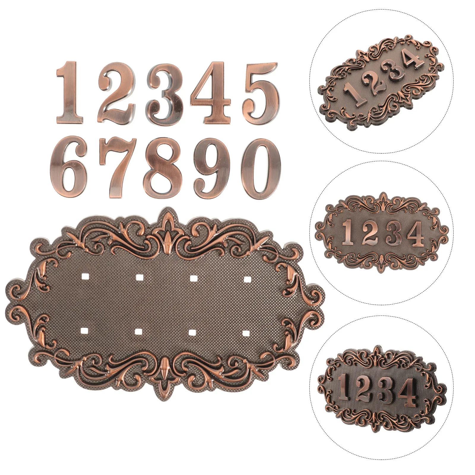 1Set Vintage House Number Plaque Solid ABS Address Sign Reflective Mailbox Numbers Front Door Outdoor Address Plate