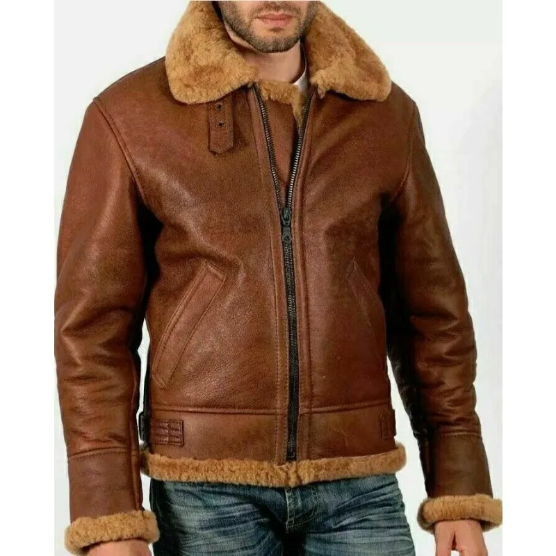 

Men's Pilot 100% Genuine Leather Jacket Sheepskin Pilot Flight Jacket Fashion Trend