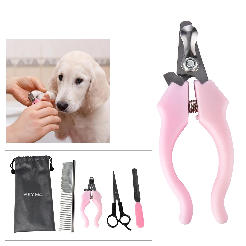 4 In 1 Grooming and Care Dog Products Pet Nail Clipper Trimmer Scissors Hair Comb Hairdressing Scissors Nail File Cat Cutter