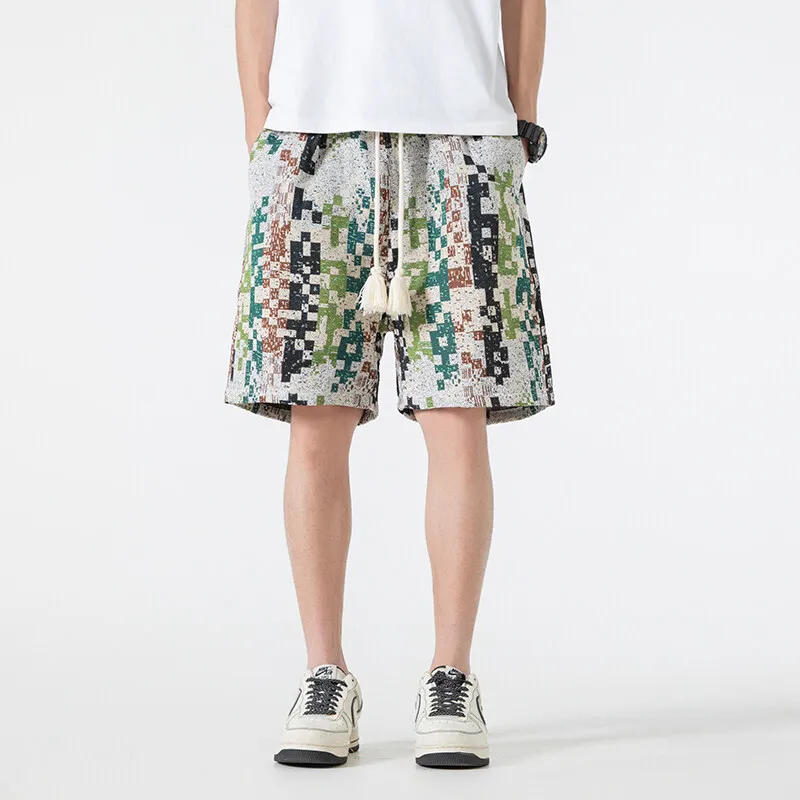 

Men's Summer Daily Sweat Beach 3D Drawstring Print Terry Shorts Male Elastic Waist Graphic Plaid Stripe Breathable Soft Shorts