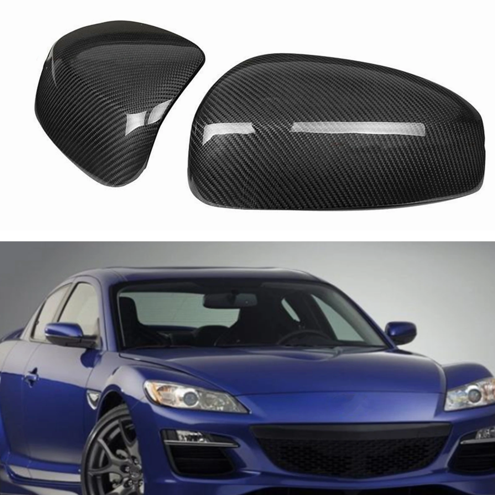 

Mirror Cover For Mazda RX-8 RX8 2004-2011 Carbon Fiber Car Exterior Door Side Rear View Caps Reverse Shell Rearview Case Add On