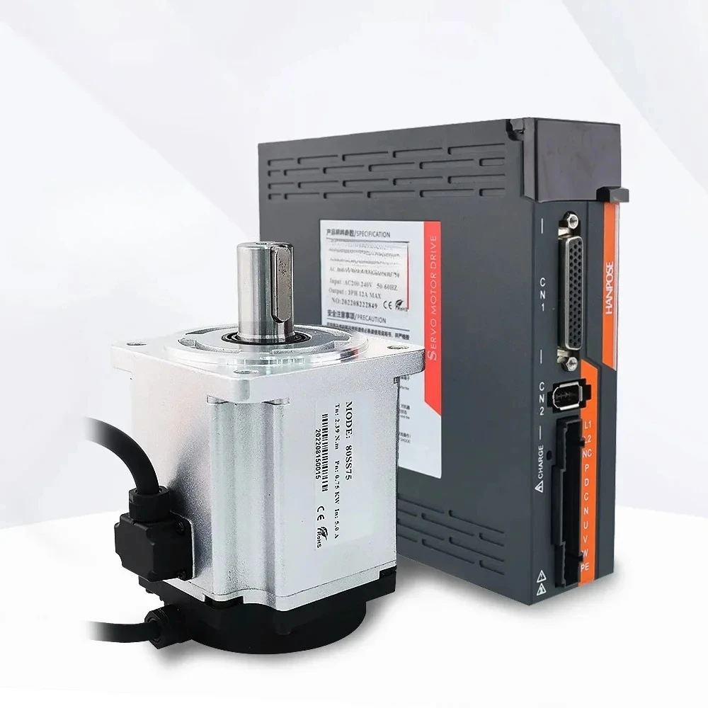 Hanpose High Performance Servo Motor Driver CNC Kit 80SS75-ASD275 220v Constant Torque 2.4N.m 4.4A 3000rpm 750w Ac Servo Motor