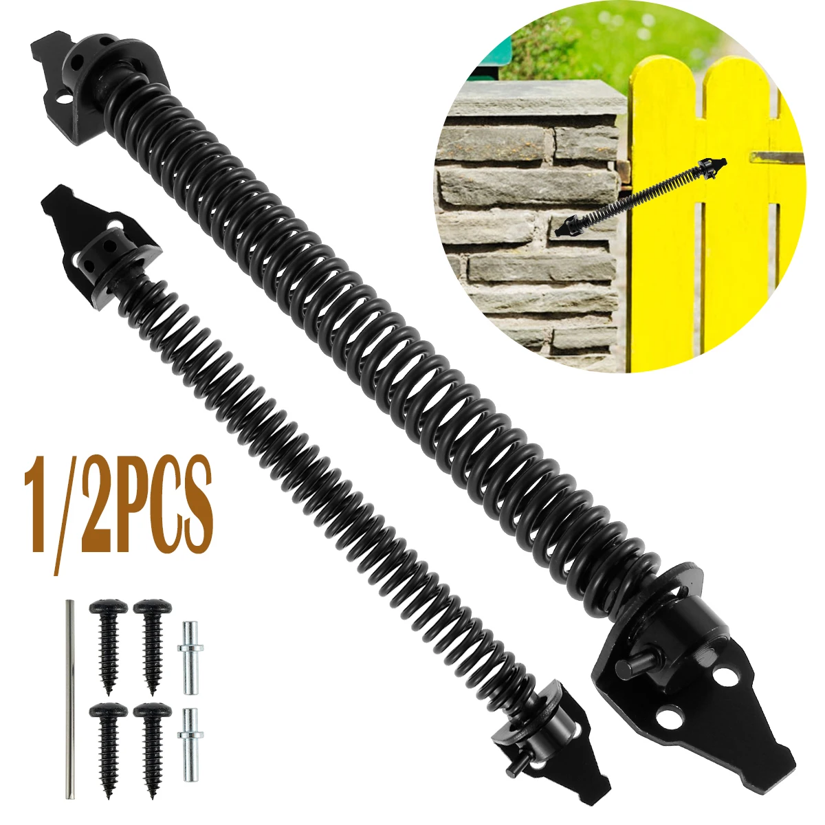 1/2PC Garden Gate Spring Closer 8inch Universal Automatic Gate Spring Metal Fence Gate Spring Closure Rust-Proof Door Outdoor