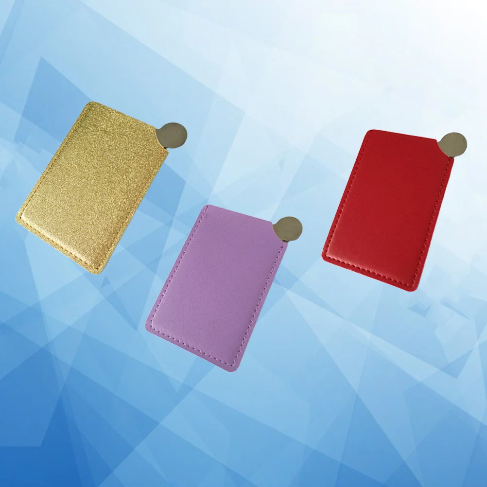 3 pçs espelho de maquiagem de bolso portátil espelho compacto de aço inoxidável vidro transparente de alta definição