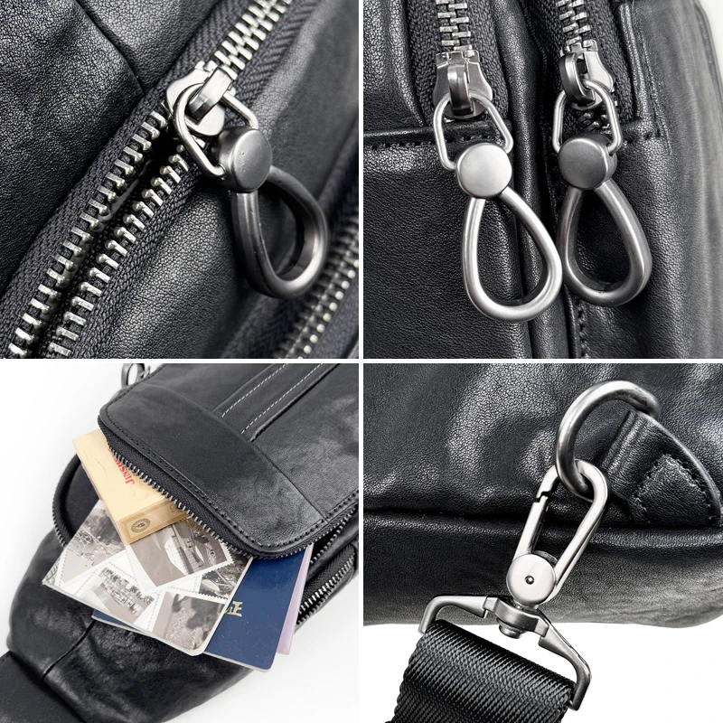 

Черная нагрудная сумка из натуральной коровьей кожи для мужчин, сумка на ремне из натуральной кожи, модная мужская сумка на одно плечо или через плечо