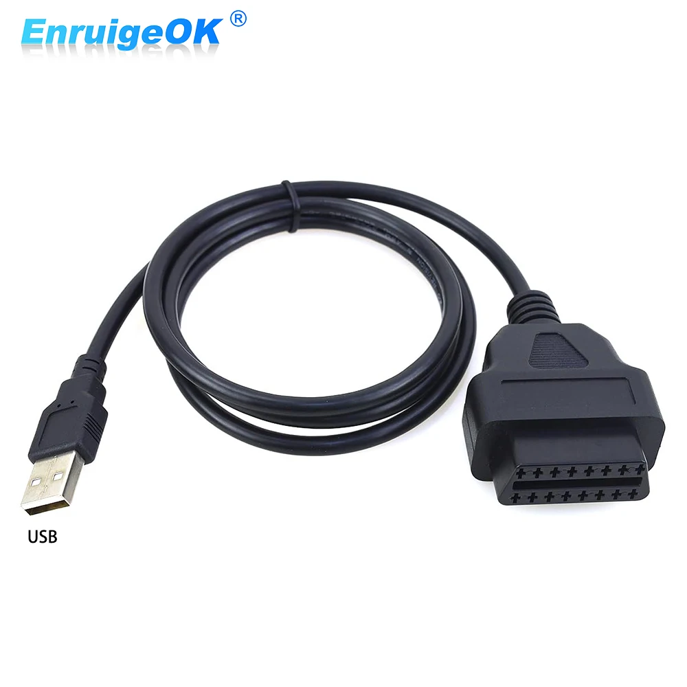 

OBD 16Pin OBD2 к USB-зарядному устройству, разъем, диагностический инструмент, автомобильный аксессуар, кабель экстренного источника питания для автомобиля, 1 м/3,3 фута