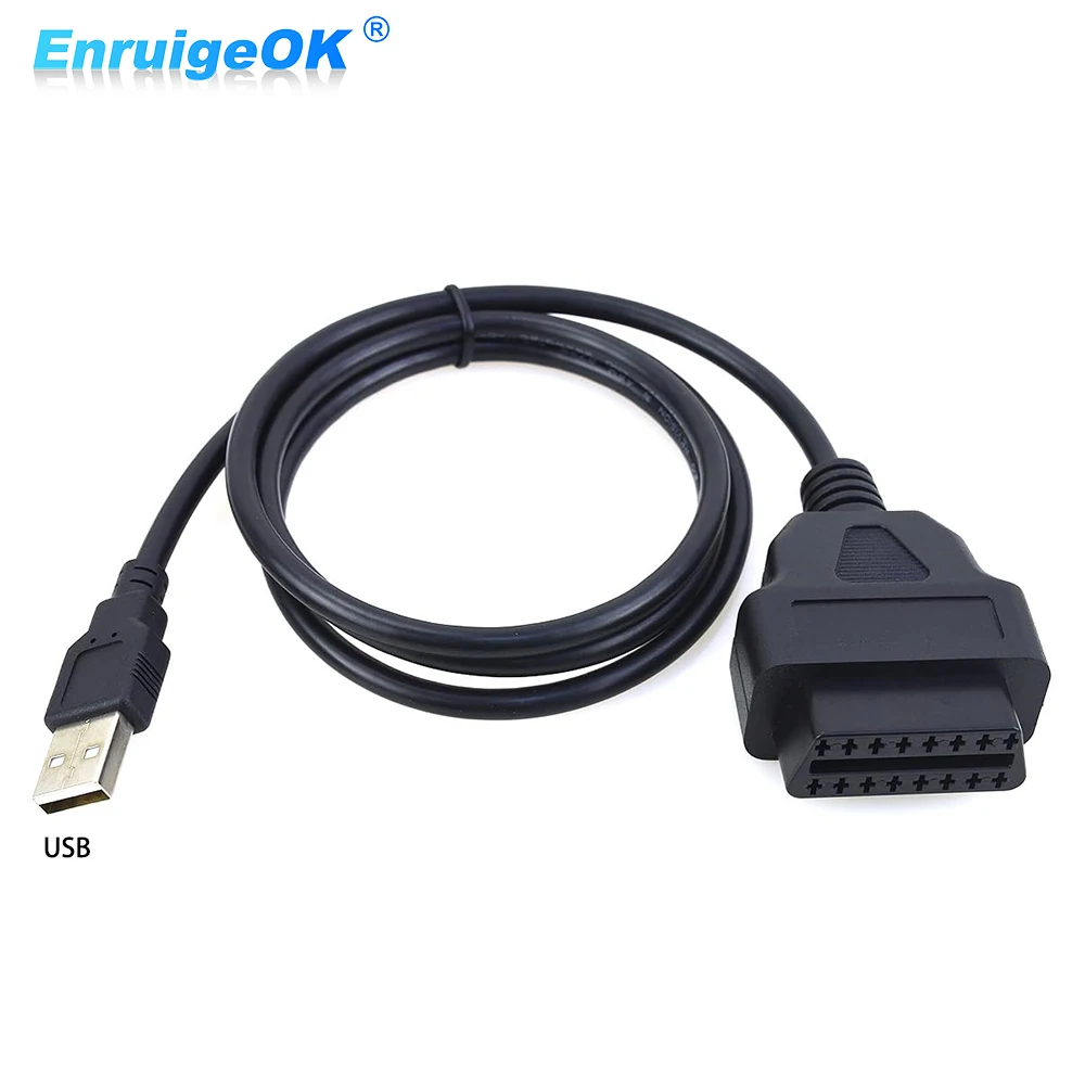 

OBD 16Pin OBD2 to USB Charger Adapter Connector Diagnostic Tool Car Accessory Vehicle ECU Emergency Power Supply Cable 1M/3.3ft