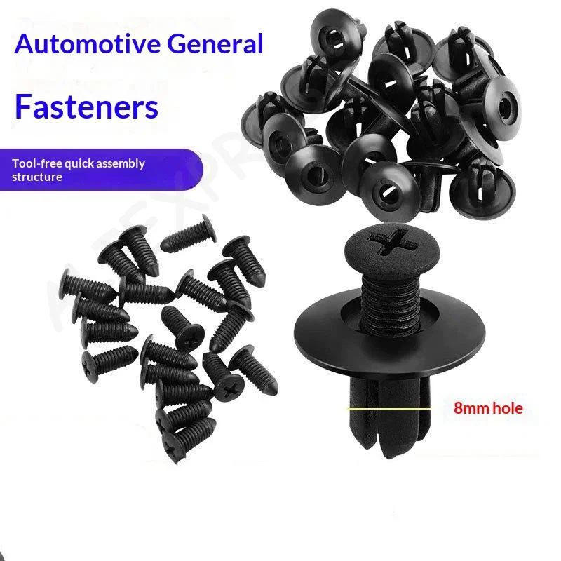 [G]Universal Plastic Rivet Fasteners 8mm Black Rustproof Auto Clips for Car Bumper Fenders Trunk DIY Fixing