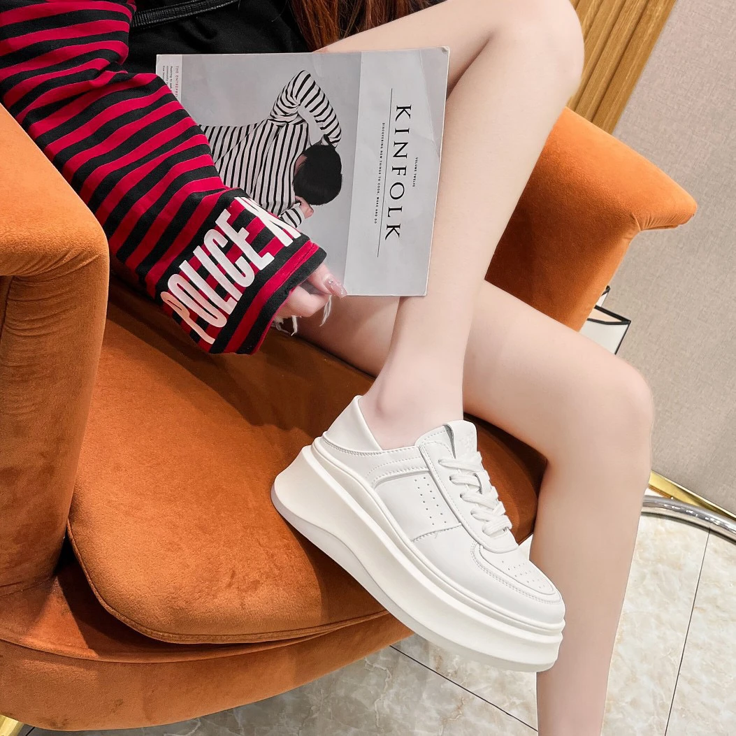 

DUMIYA Faionable Casual Women's Thi Bot Sneakers Real Leather Versatile Slip-On Platform Flats Comfortable Everyday oes