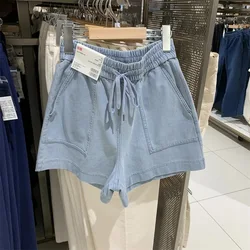 Nuove donne elastico in vita Demin pantaloncini estate a vita alta con gamba larga Jeans pantaloncini Casual donna pantaloni corti in Denim larghi