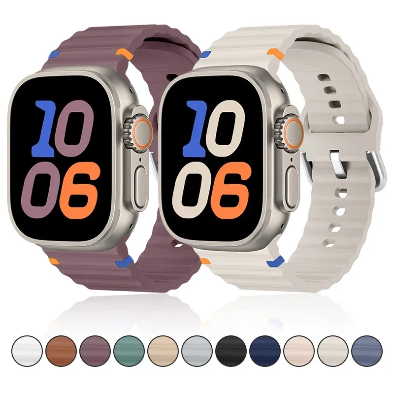 Silicone Strap for Apple Watch Band Ultra 2 49mm 45mm 44mm 40mm 41mm 42mm Sport Bracelet Correa for Iwatch Series 9 8 7 6 SE 5 4