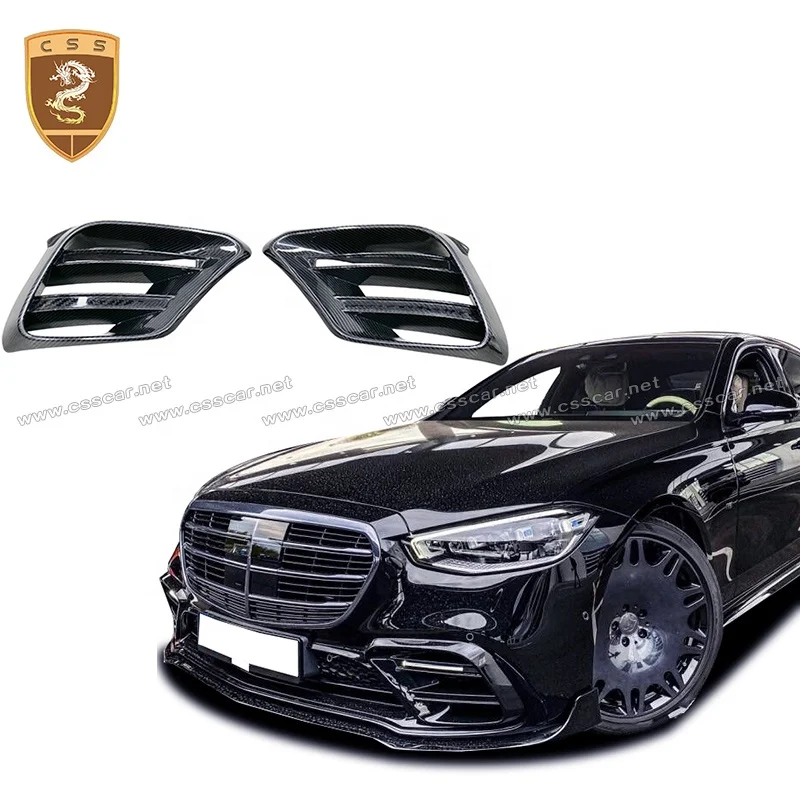 2PCS Carbon Fiber B Style Front Bumper Splitter Air Intake Vents Trims For Merc edes Bens S Class W223