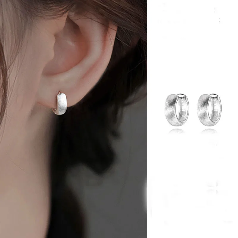 Real 925 Sterling Silver Minimalist Round Earrings for Women Hoop Earring Jewelry Accessories