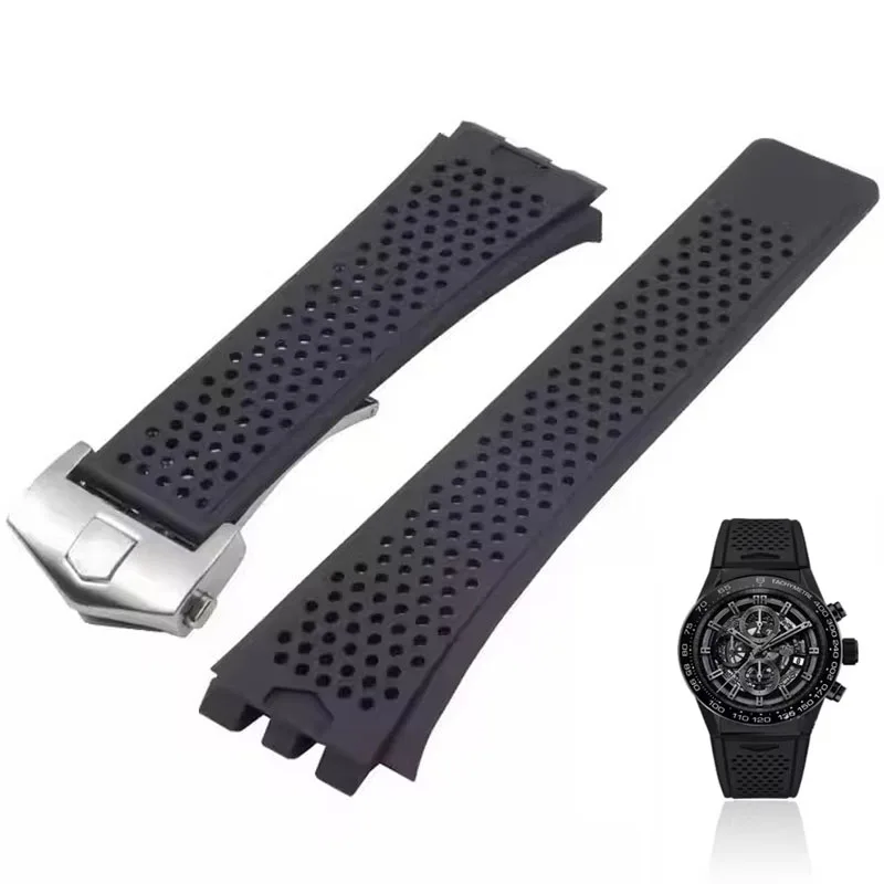 

High quality Silicone Suitable For TAG HEUER Carrera Series watch Strap for Men's Concave Convex Interface Watchband Bracelet