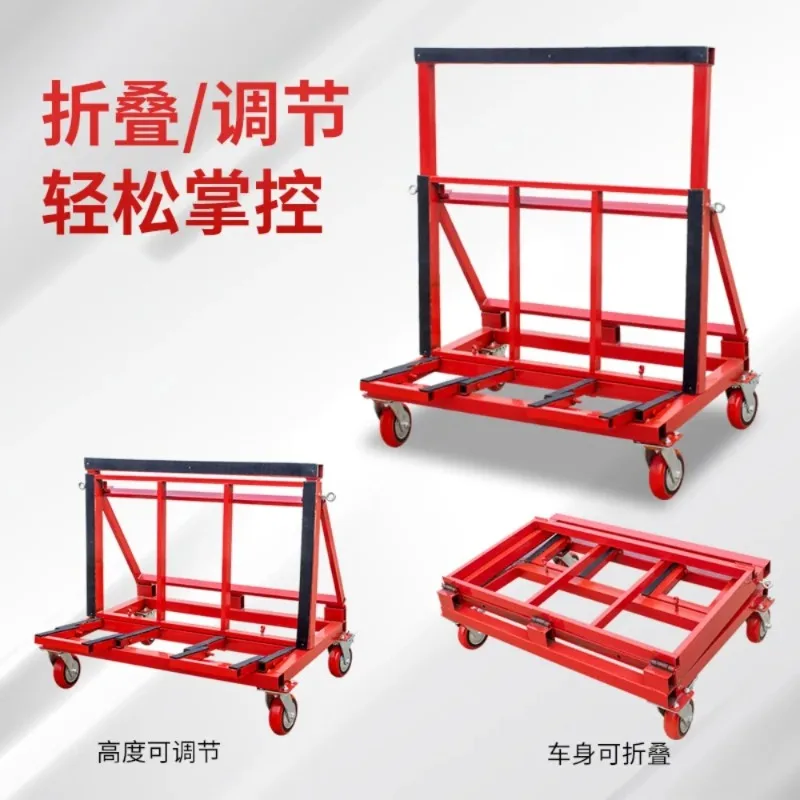Folding and retractable universal wheel transport cart for door and window  silent and portable glass transport cart