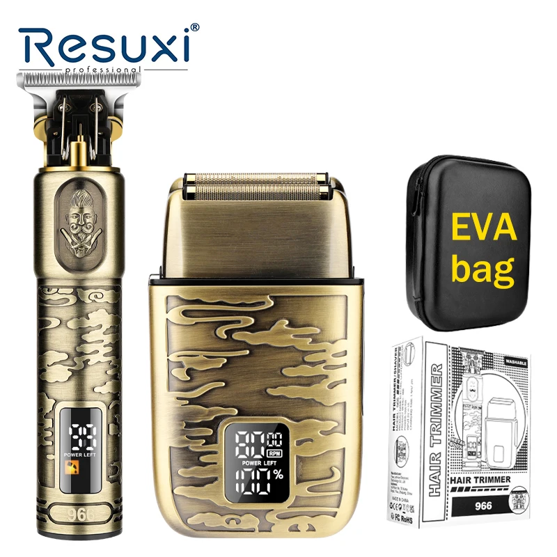 

Resuxi 966 NEW Hair Clippers Electric Foil Shaver Hair Trimmer 2pcs Set Men's Grooming Set with All Metal Body