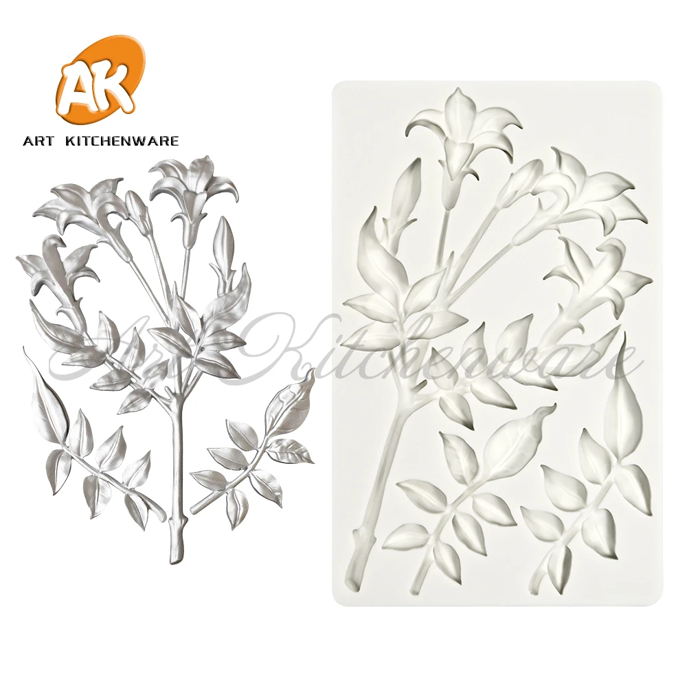 

lily Pattern Embossed Silicone Mold Fondant Chocolate Cake Mould DIY Resin Clay Making Model Home Decorating Tools Pastry Baking