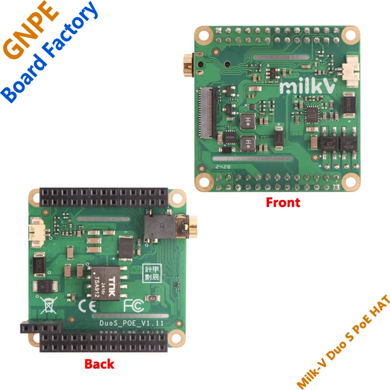 

Milk-V Duo S PoE HAT expansion board Onboard MIPI DSI Display Port Audio Input/Output Port