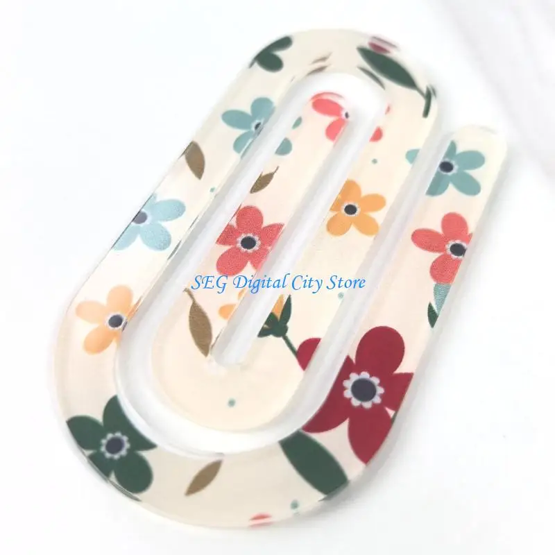 U75B 10Pcs Flower Patterned Acrylic Paperclip Bookmarks Page Marker Clip Document Organiser Clip For Notebook Journal Planner