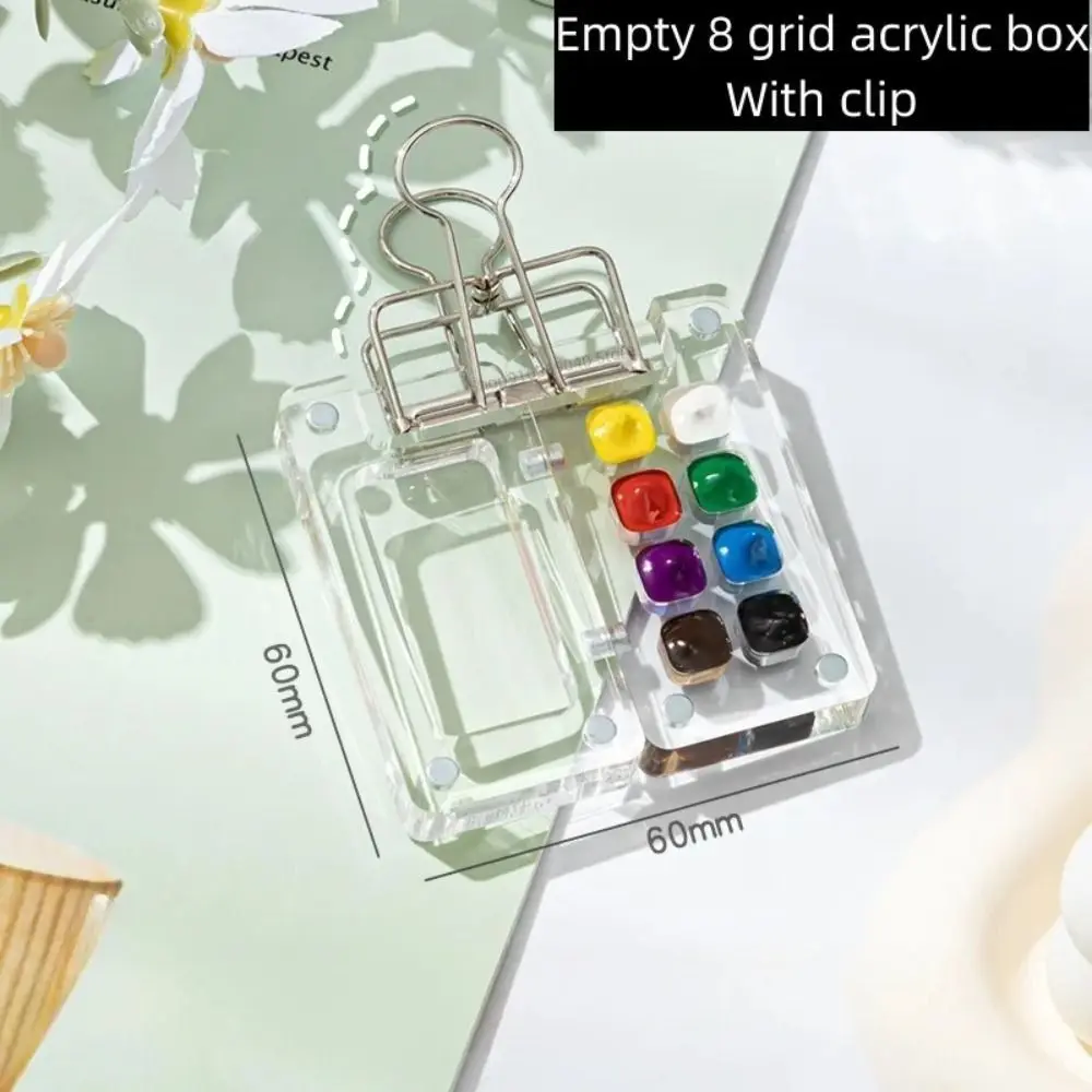

Art Supplies Acrylic Watercolor Paint Palette 8/15 Grid Mini Paint Pigment Box with Clip Portable Empty Paint Box Artist