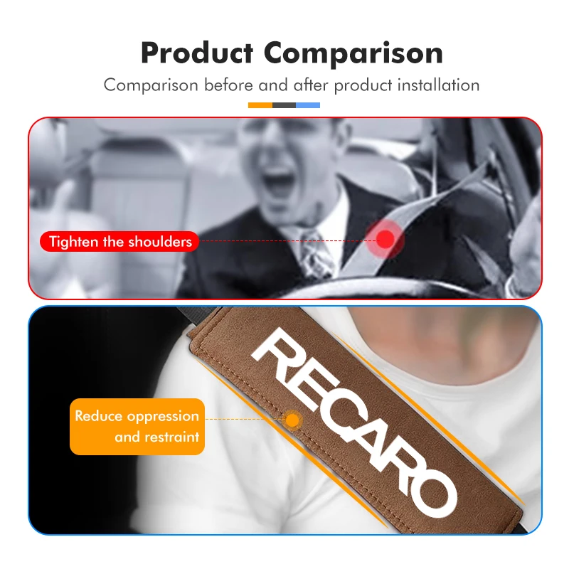 1pcs Car Seat Belt Universal Cover Pads Accessories Suede For Recaro nan