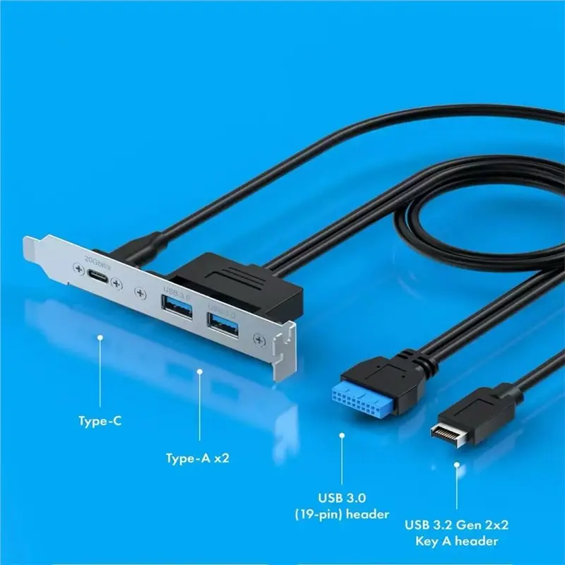 USB3.2 Gen2x2 20Gbps Front Panel Adapter, Type-E Key-A USB-C And USB To USB3.2 20Pin And 19Pin Connectors