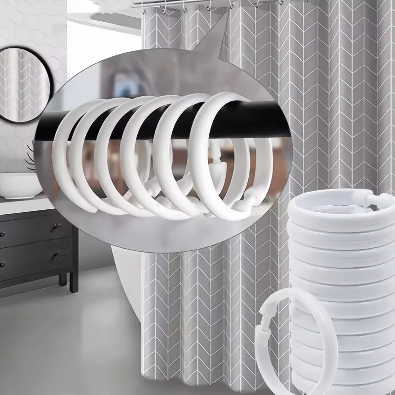 47 pcs Transparent Bath Rings, Home Bath Area, Easy Snap-On Closure, Smooth Glide Design, Multipurpose