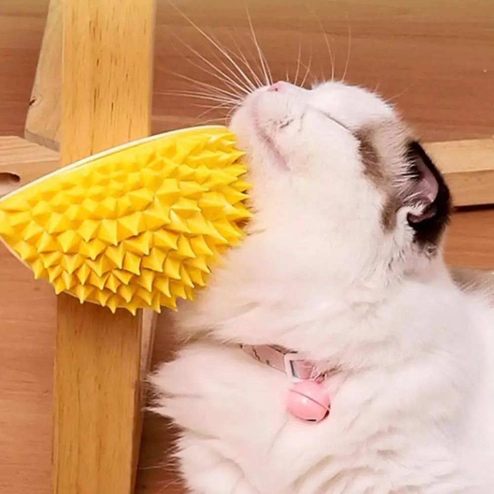 Abspvc Cat Groomer Cat Self Groomer Corner Massager Toy for Indoor Cats Kitten Scratcher Tool with Shedding Brush Wall Mounted