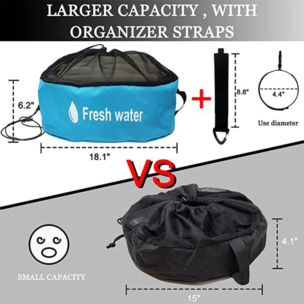 RVs Caravans Motorhome Hose Fuel Storage Bag Indoor Drawstring Pouch Camping Hiking Cargo Folding Organizer Blue