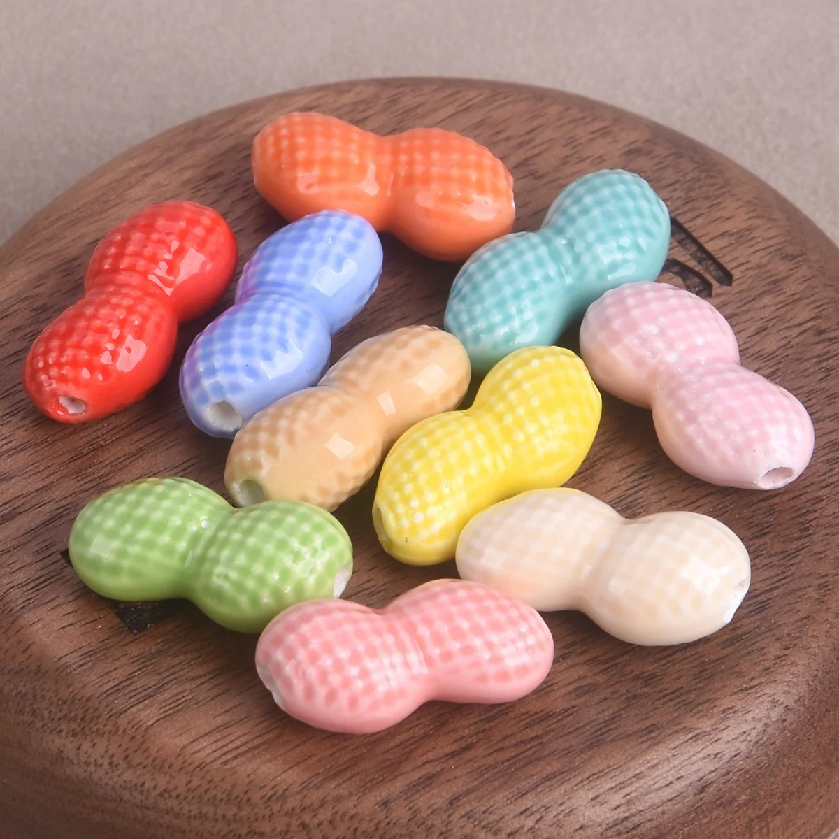 

10pcs Peanut Shape 22x10mm Mixed Colors Ceramic Porcelain Loose Beads For Jewelry Makinng DIY Bracelet Findings