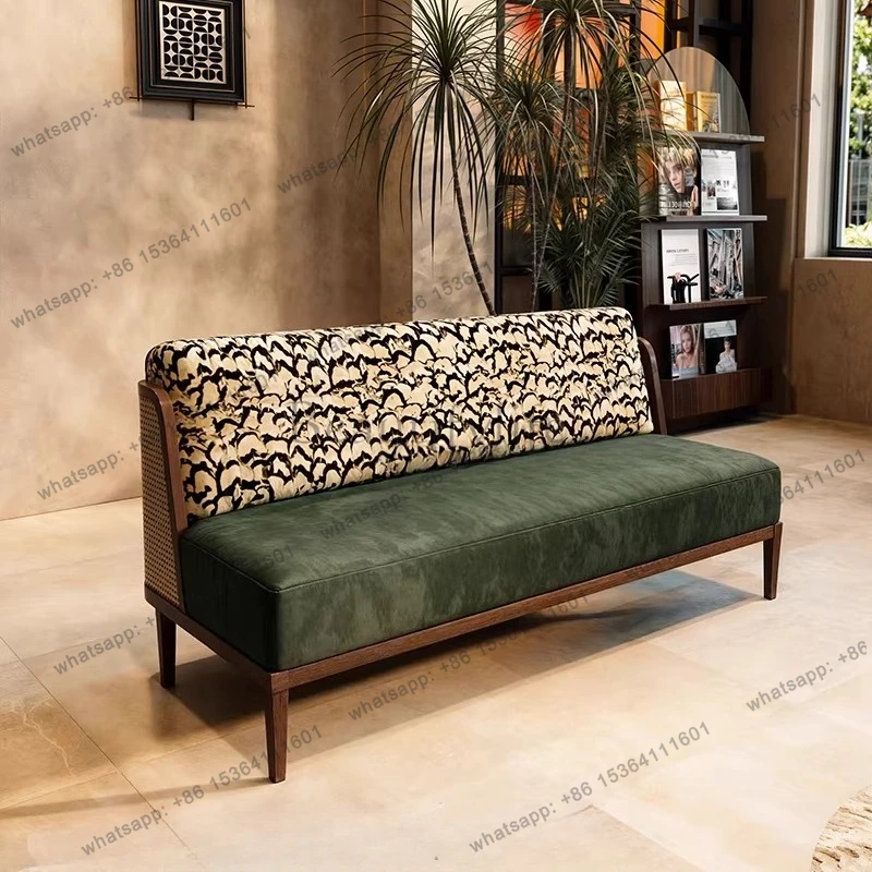 South East Asia custom commercial solid wood rattan card seat restaurant hotel table and chair combination