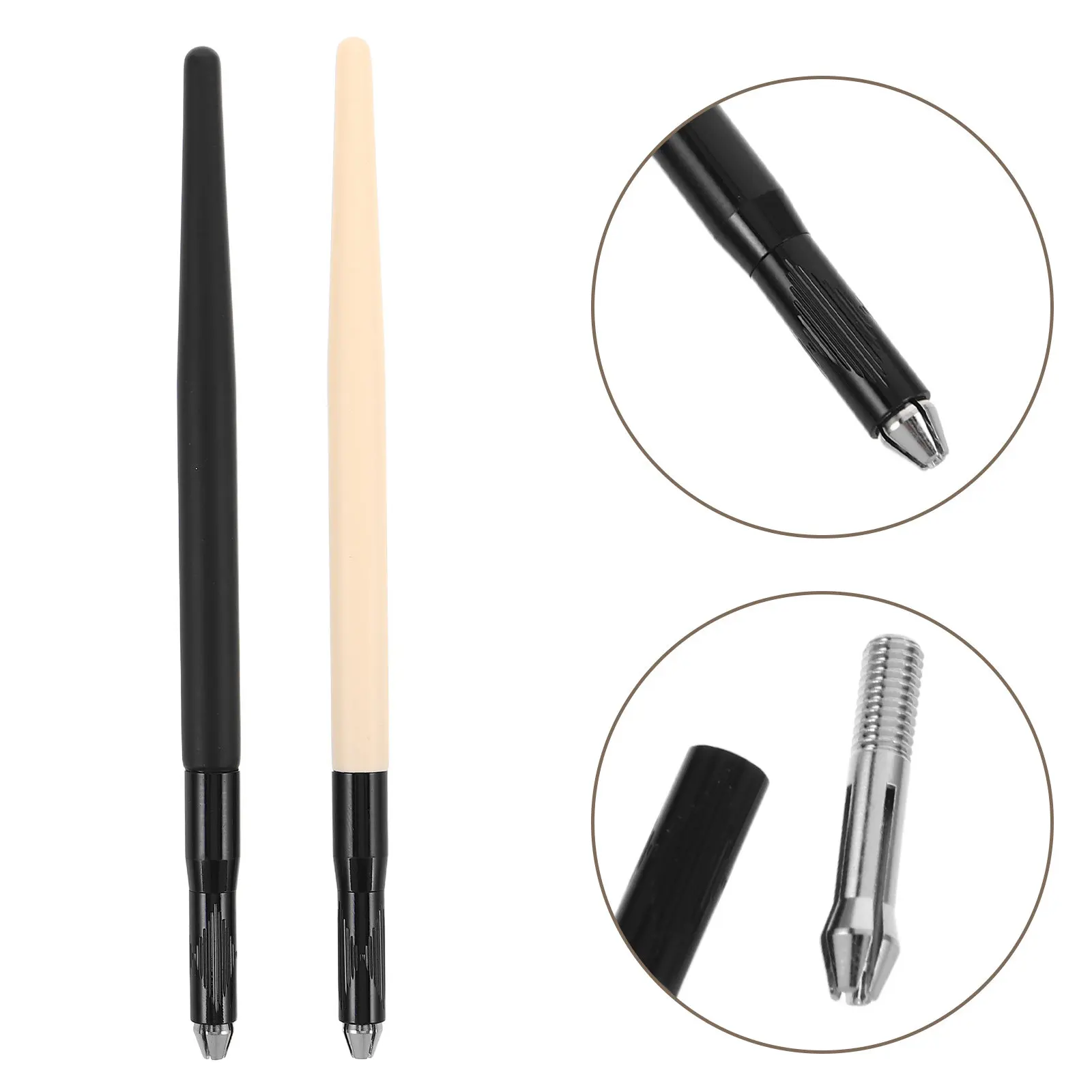 2Pcs Tattoo Pen Manual Microblading Hand Tool Matte Wooden Shaft Precise Pigment Dispensing Eyebrow Tattooing Marker Pen