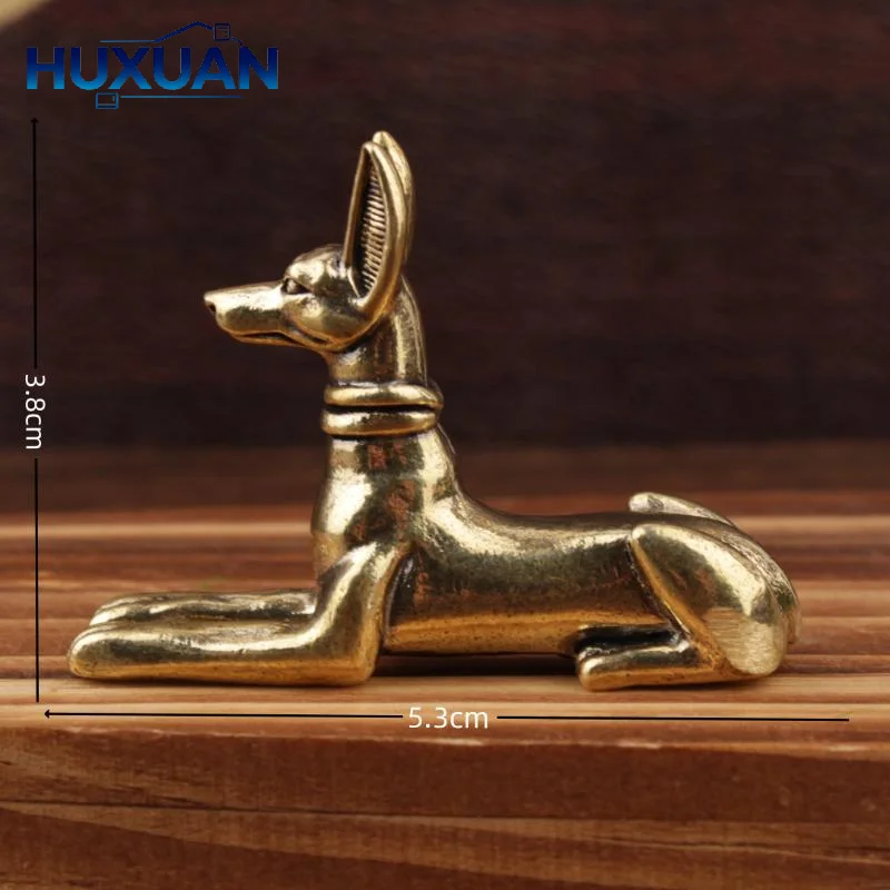 Vintage Brass Egyptian Pharaoh Hound Statue Exquisite Decor Tea Pet Piece For Home Office Desktop Decorative Ornaments