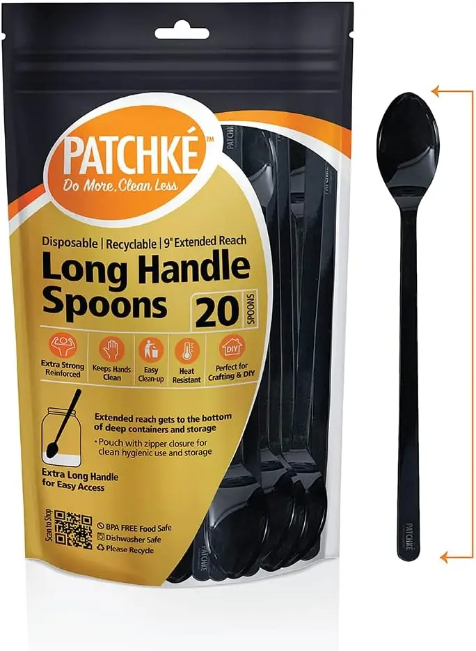 9-Inch Heavy-Duty Plastic Spoons for Stirring, Coffee, Milkshakes & More - Durable Long Handle Design (20-Pack)