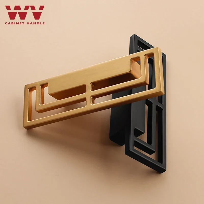 YM Kitchen Cabinet Handles Dressers Closet Solid Brass Brushed Gold Black Bookcase Door Drawer Pulls Knobs Furniture Hardware
