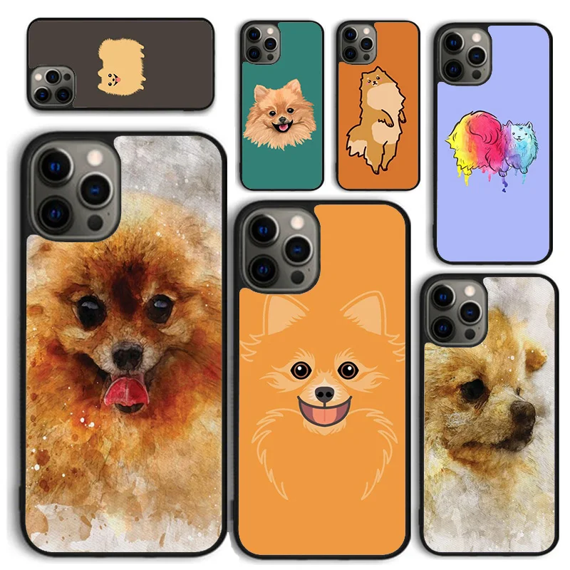 Pomeranian Watercolor Dog Phone Case for iPhone 16 15 14 12 13 mini PLUS X XS XR 11 PRO MAX Back Cover Fundas Shell