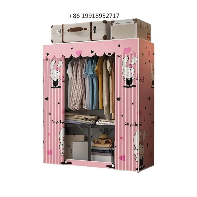 Sturdy Frame Folding Clothes Wardrobe Durable Tool Free Assembly Portable Storage Closet Bedroom Apartment Rental Furniture